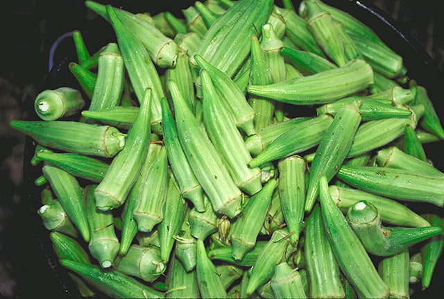 Stor skål med okrafrugter (Abelmoschus esculentus)