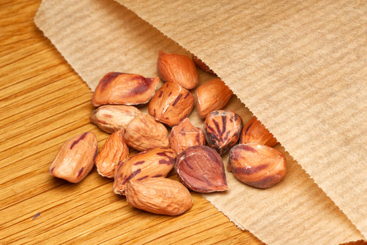 Frø af Jordnød (Arachis hypogaea) i lille papirspose