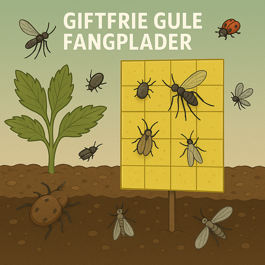 Fin illustration, der viser en gul fangplade, der har fanget nogle skadedyr