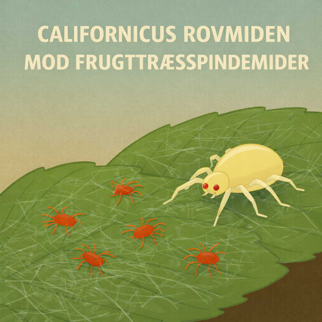 Fin illustration af californicus rovmiden med frugttræsspindemider