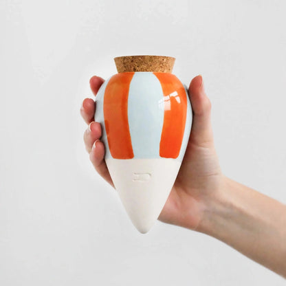 Ferievander også kaldet olla med orange og lyseblå striber