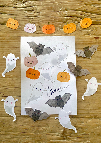 Papirudklip af halloweenpynt